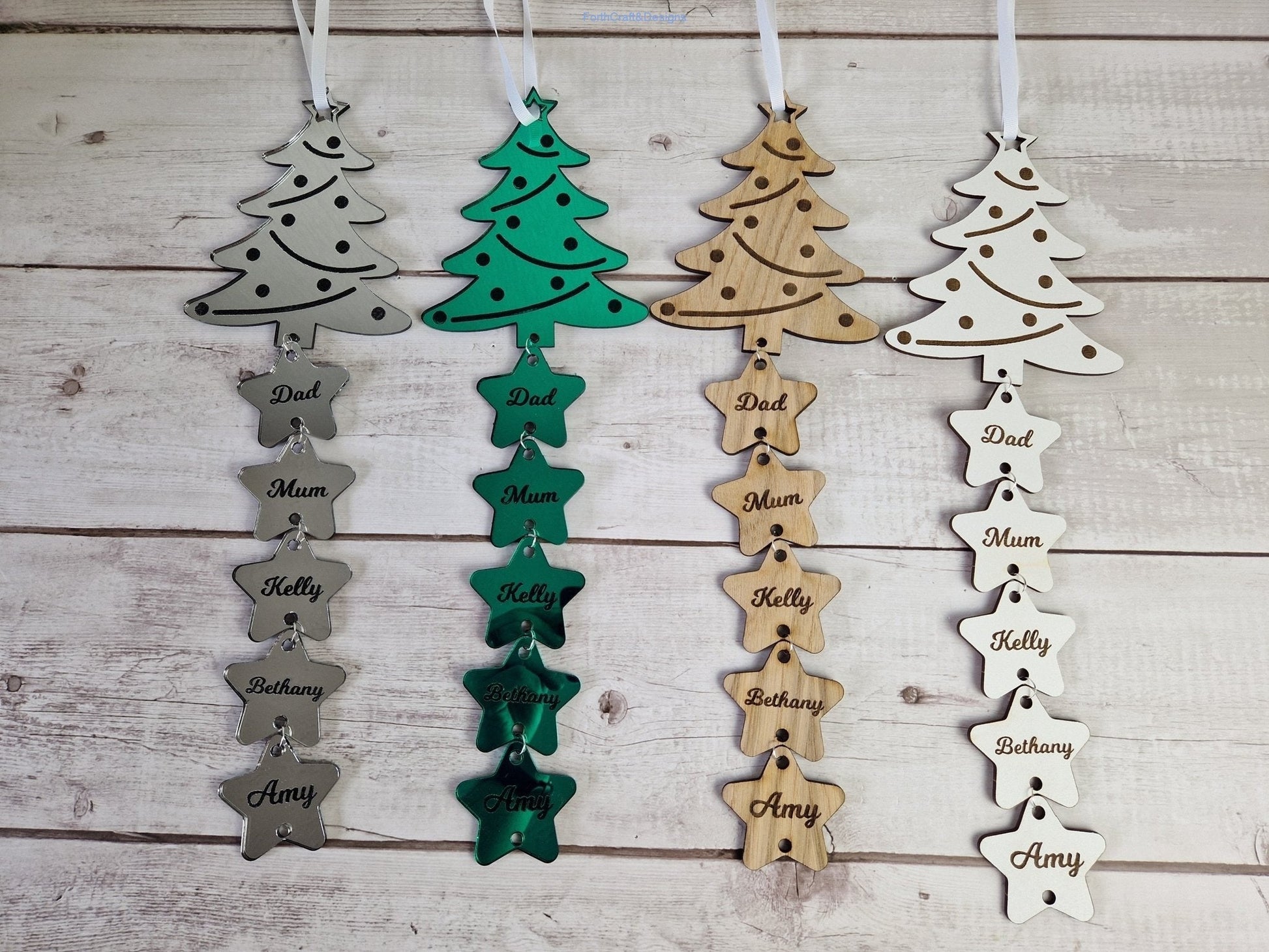Personalised Christmas tree wall hanging.