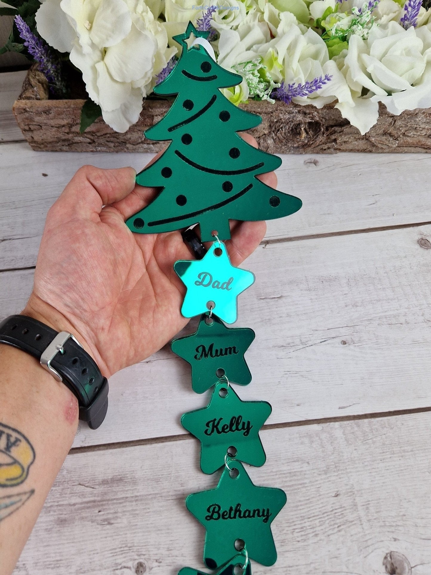 Personalised Christmas tree wall hanging.