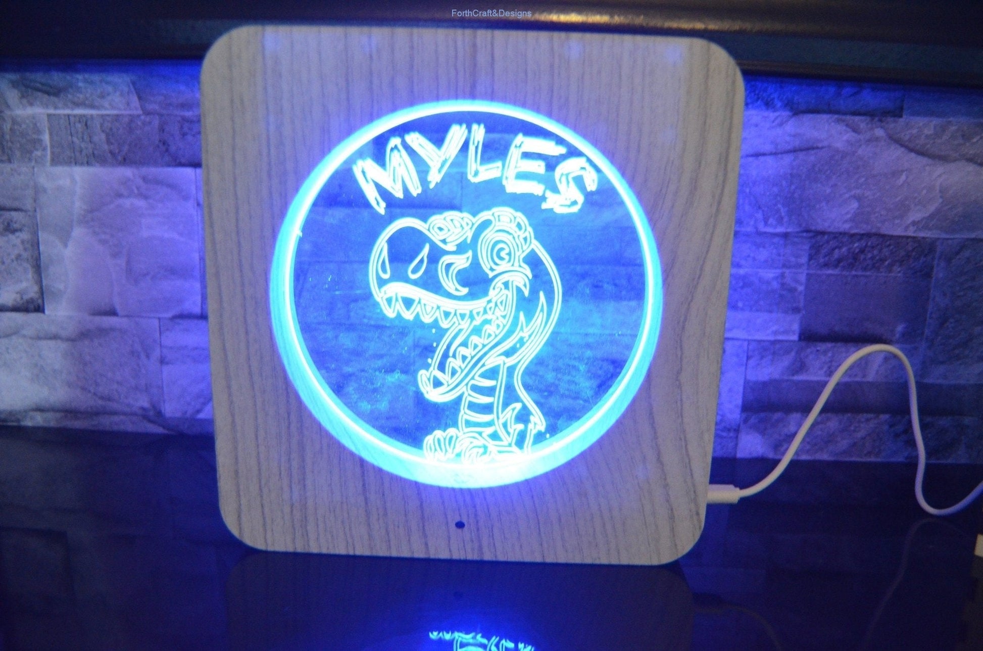 Personalised dinosaur themed led night light