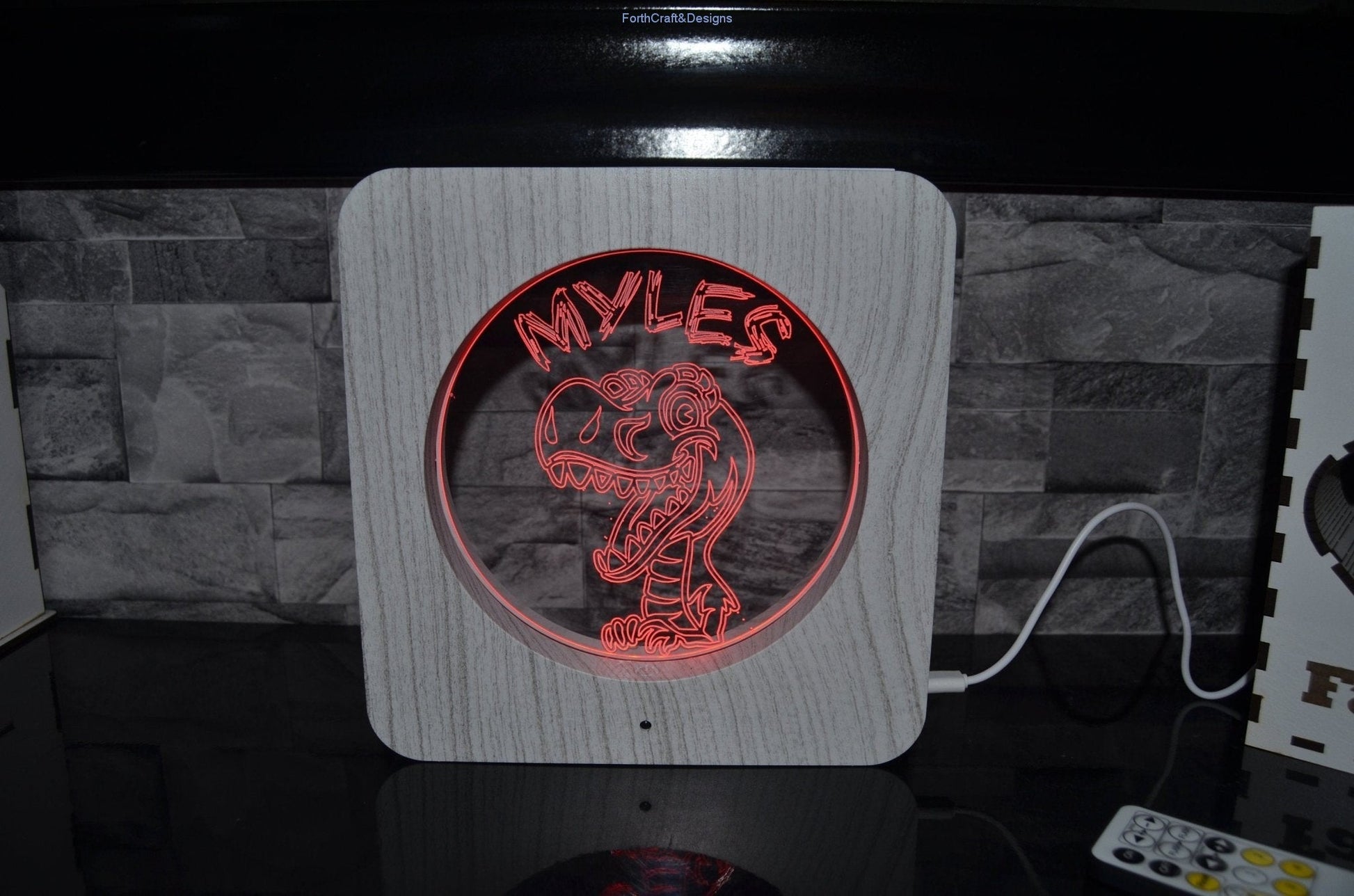Personalised dinosaur themed led night light