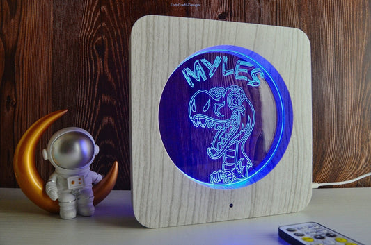 Personalised dinosaur themed led night light