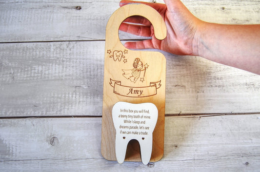Personalised engraved wooden Tooth fairy door hanger-Forth Craft and Designs