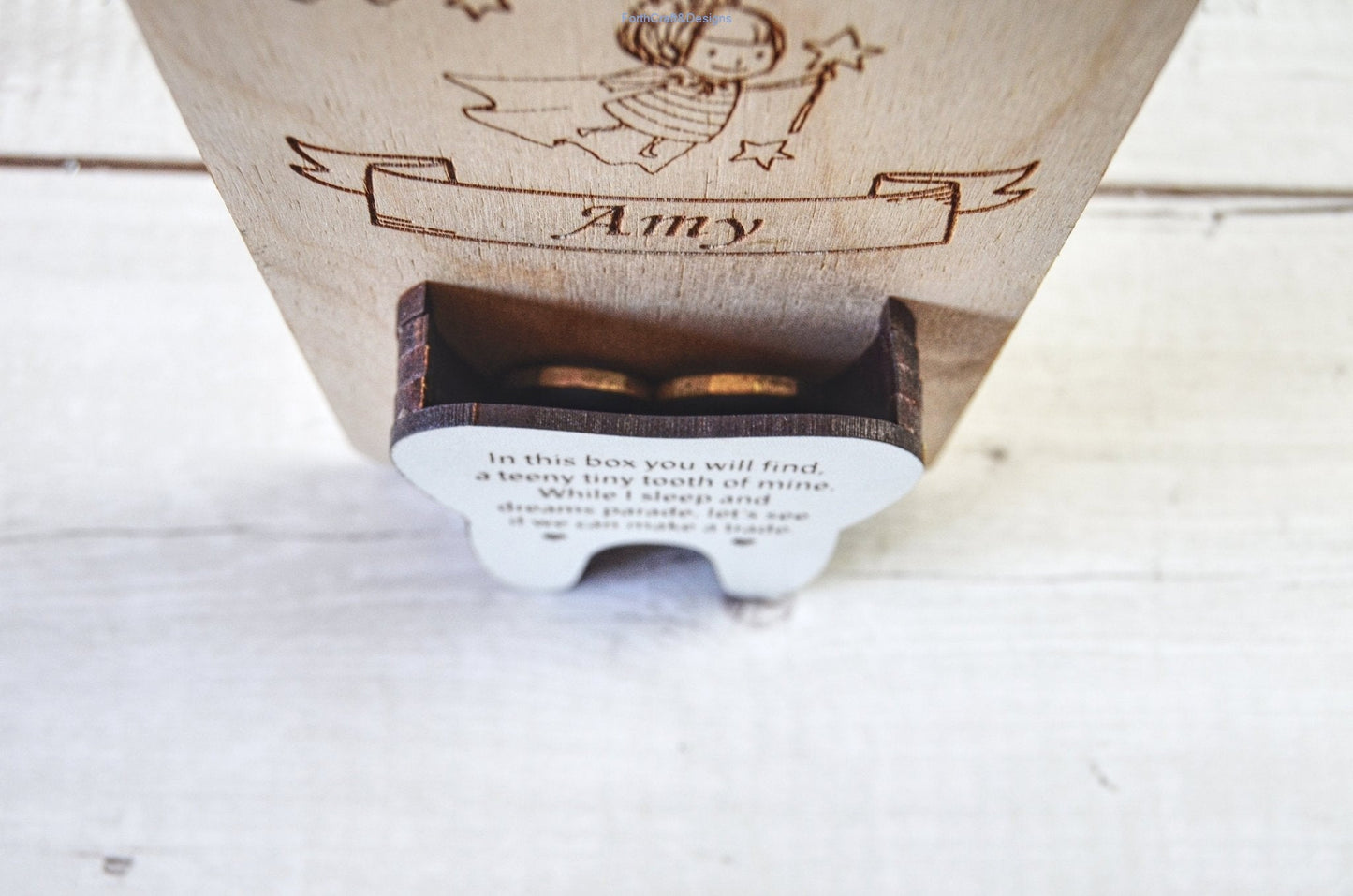 Personalised engraved wooden Tooth fairy door hanger
