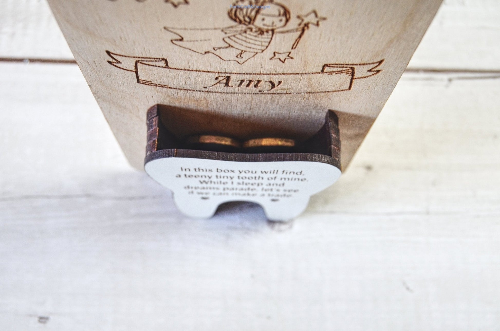 Personalised engraved wooden Tooth fairy door hanger