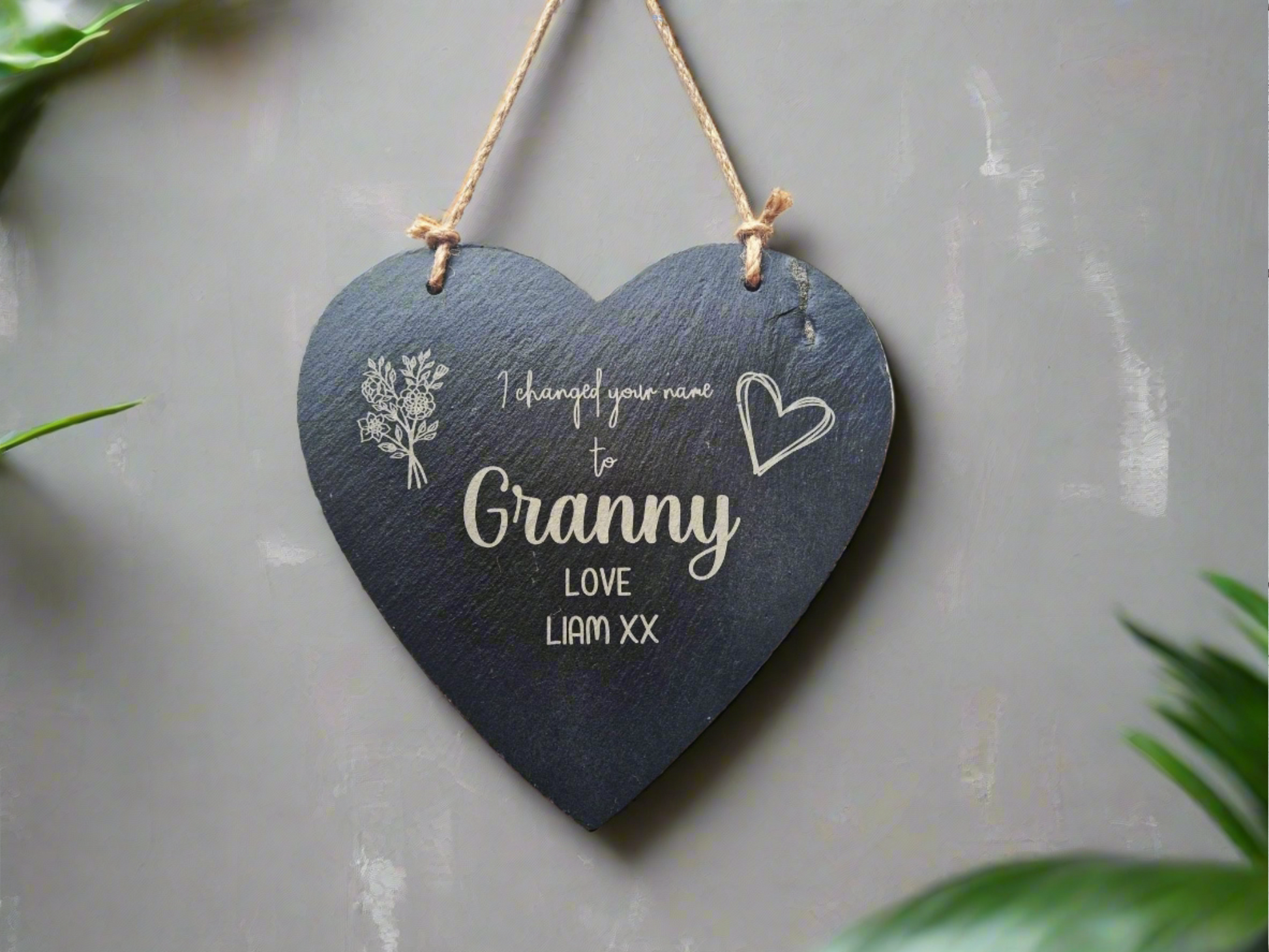 Personalised granny Slate heart gift