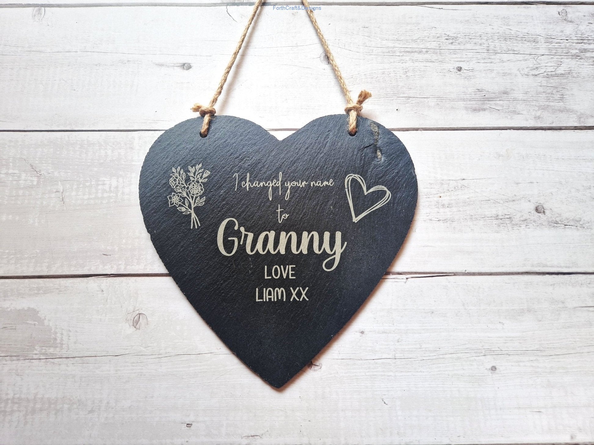 Personalised granny Slate heart gift