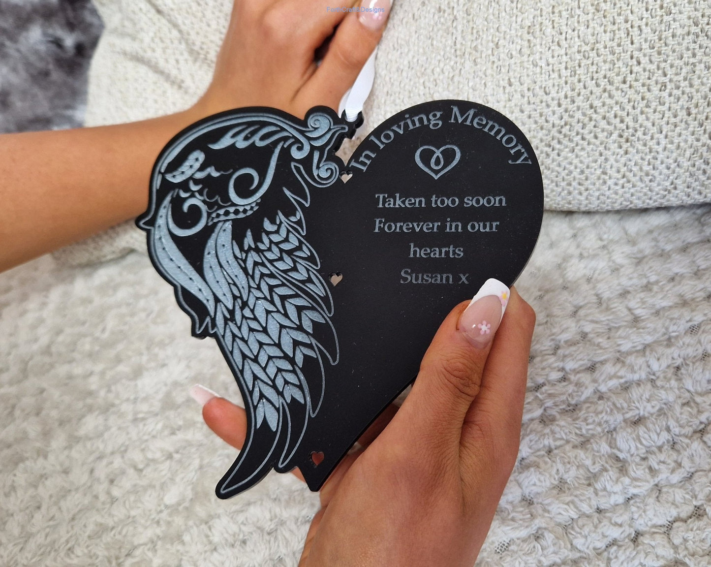 Personalised memorial plaque hanging ornament