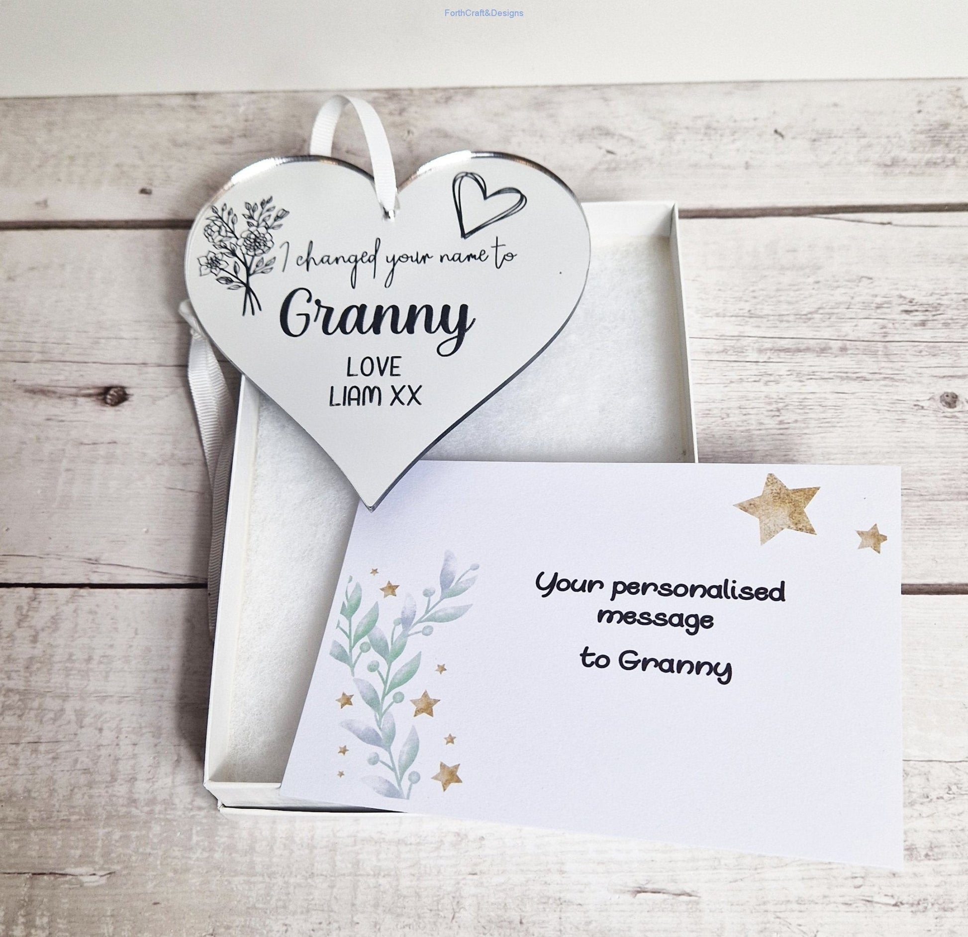Personalised new Gran heart gift