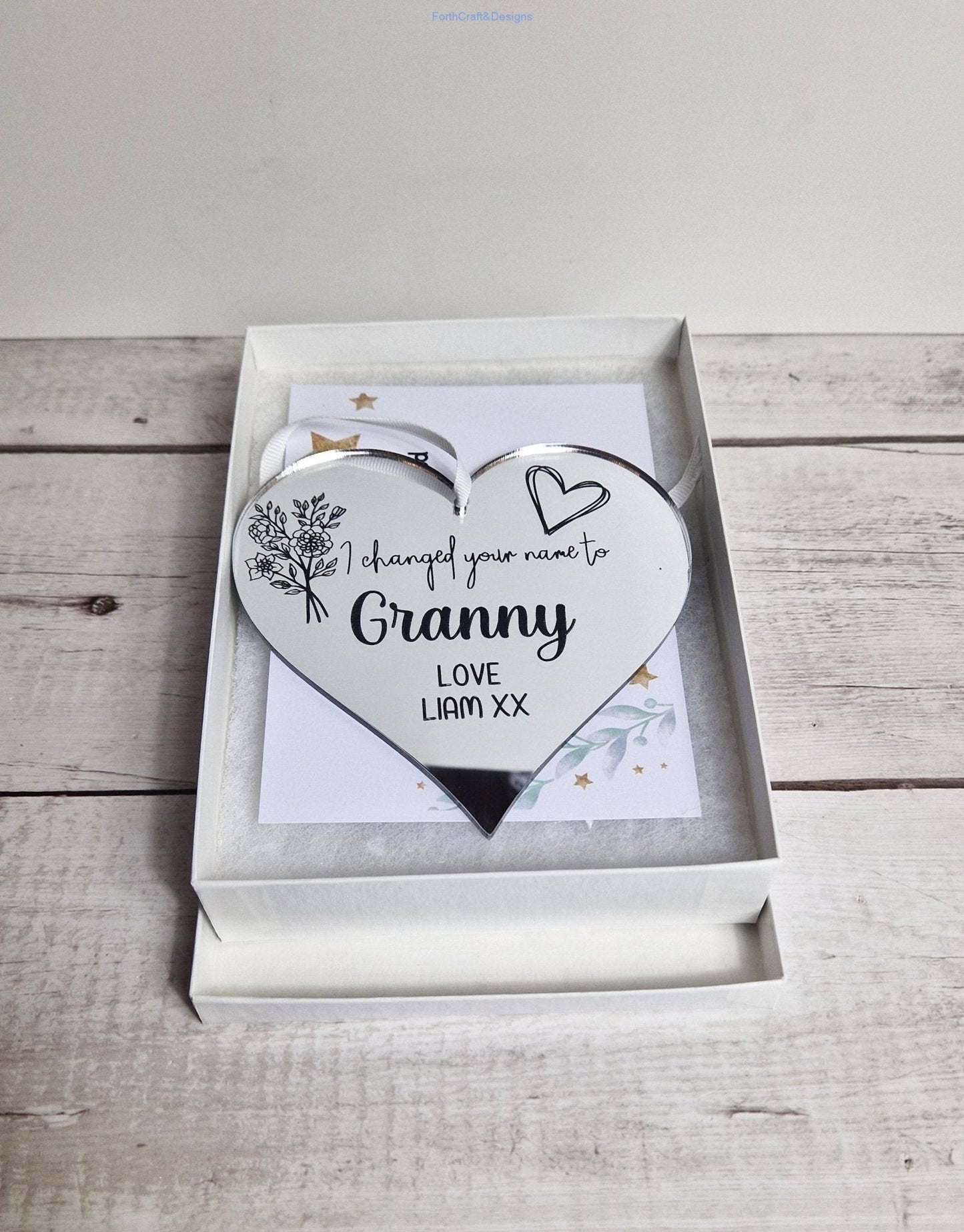 Personalised new Gran heart gift