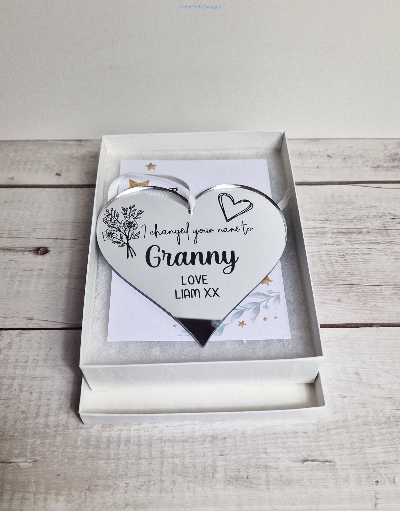 Personalised new Gran heart gift