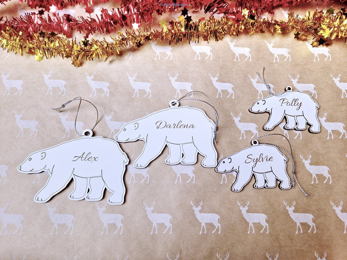 Personalised polar bear tree baubles