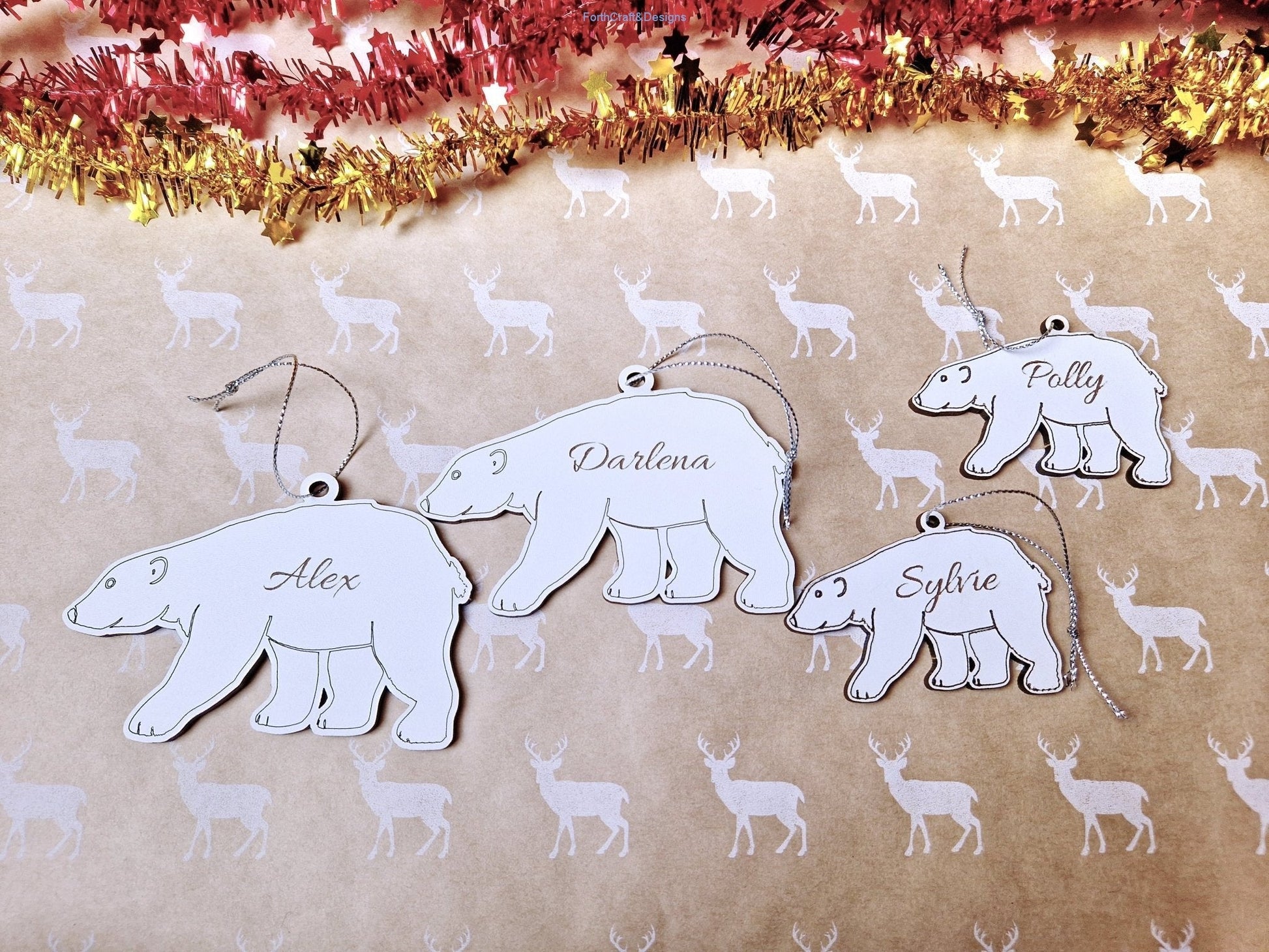 Personalised polar bear tree baubles
