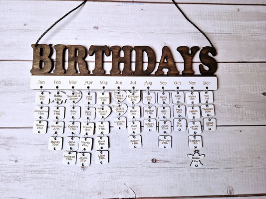 Personalised Wooden Birthday Calendar,-Forth Craft and Designs