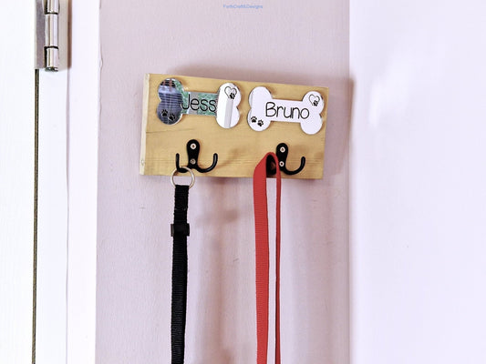 Personalised wooden dog leash hanger-Forth Craft and Designs
