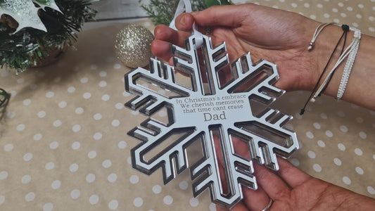 Personalised Christmas memorial snowflake bauble