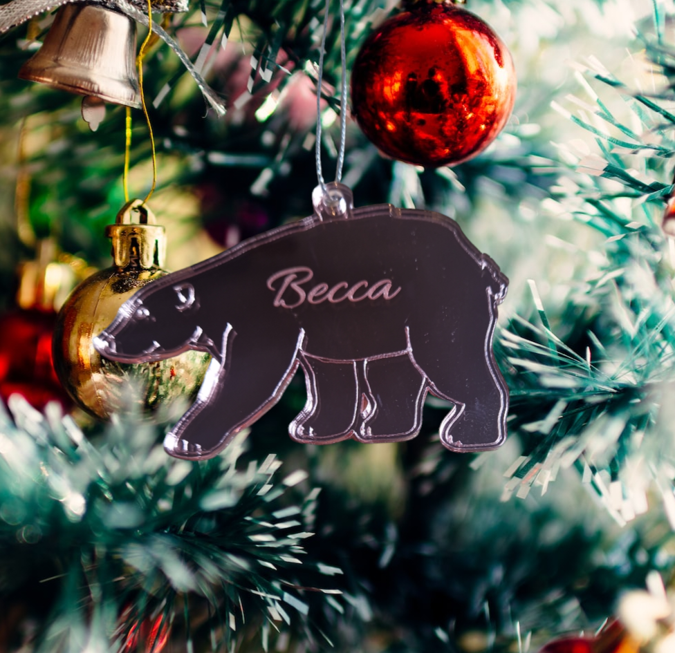 Personalised polar bear tree baubles