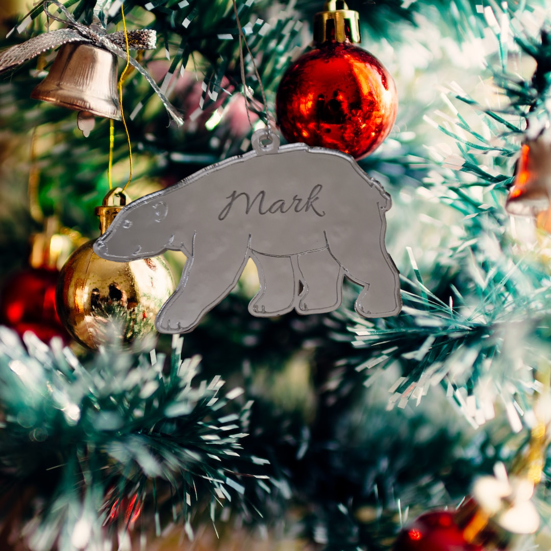 Personalised polar bear tree baubles