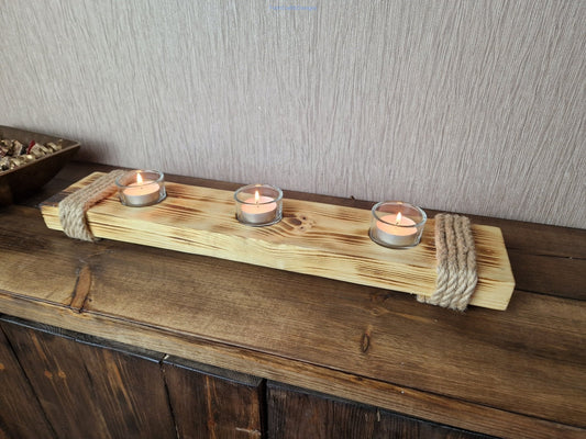 Rustic farmhouse centerpiece tealight holder-Forth Craft and Designs