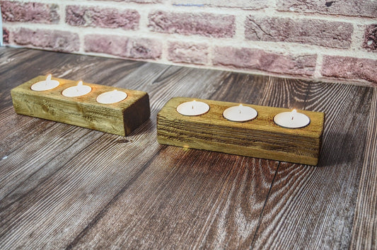 Rustic Wooden Tea Light Holder,-Forth Craft and Designs
