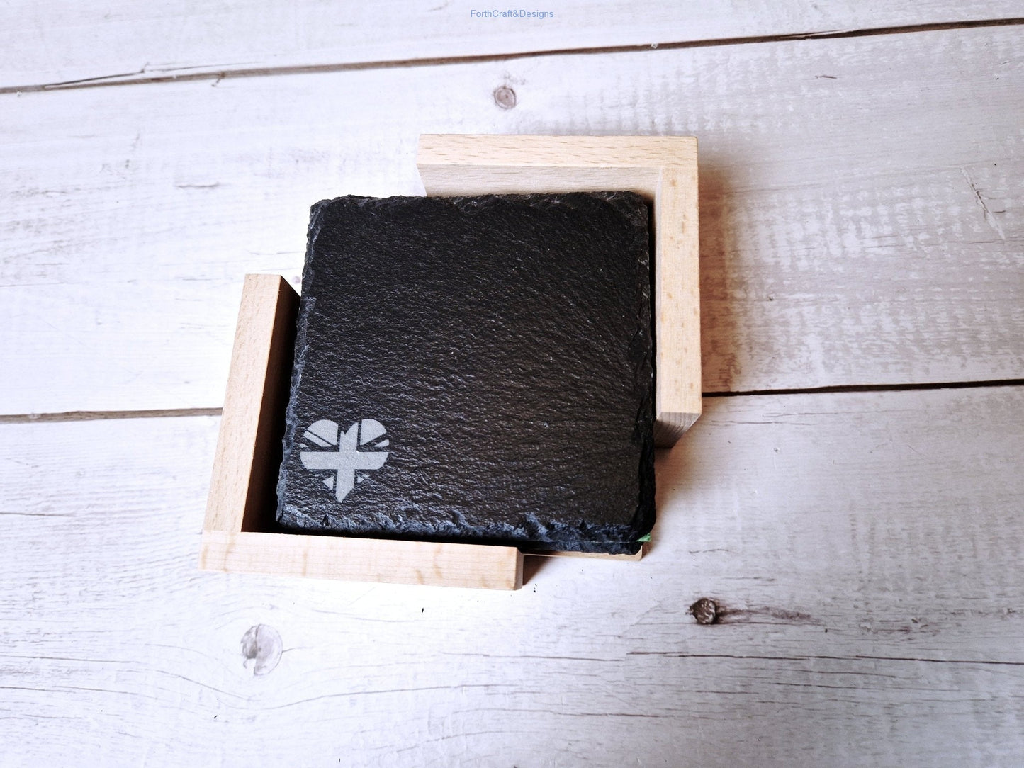 Slate coaster set bee design