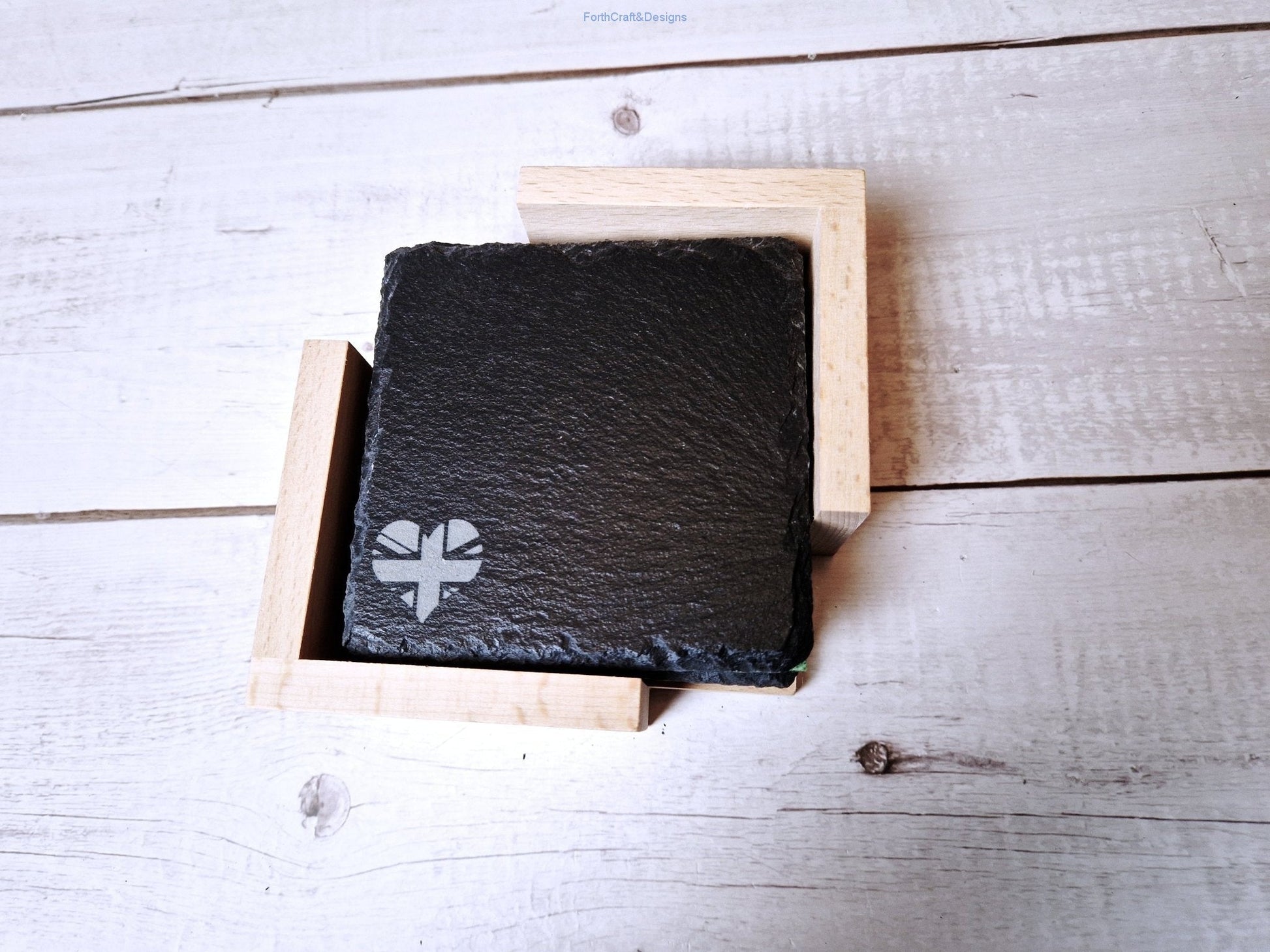 Slate coaster set bee design