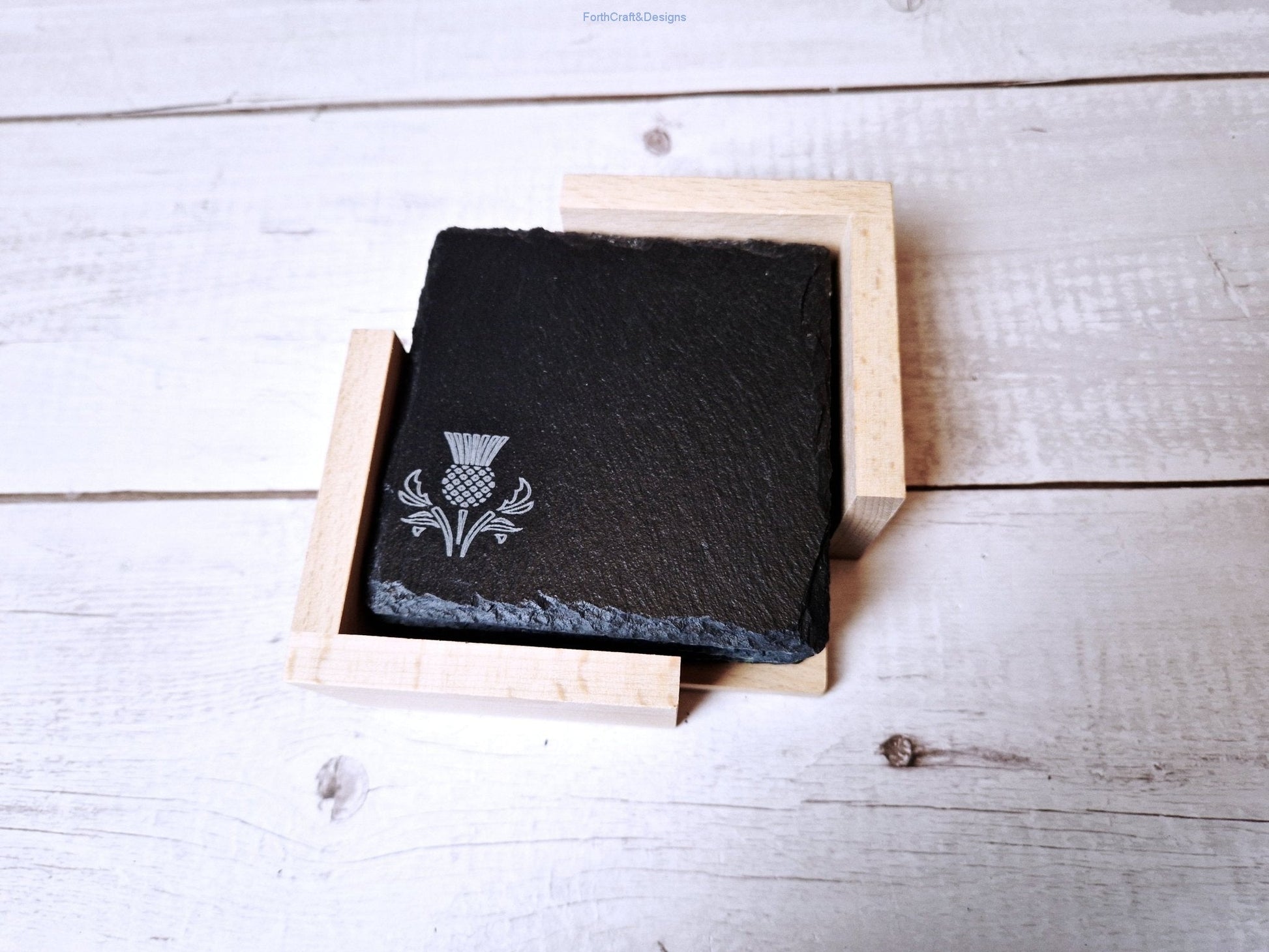 Slate coaster set bee design