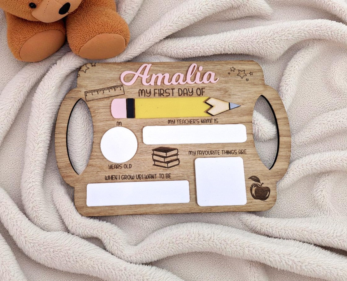 Personalised reusable first day of school sign