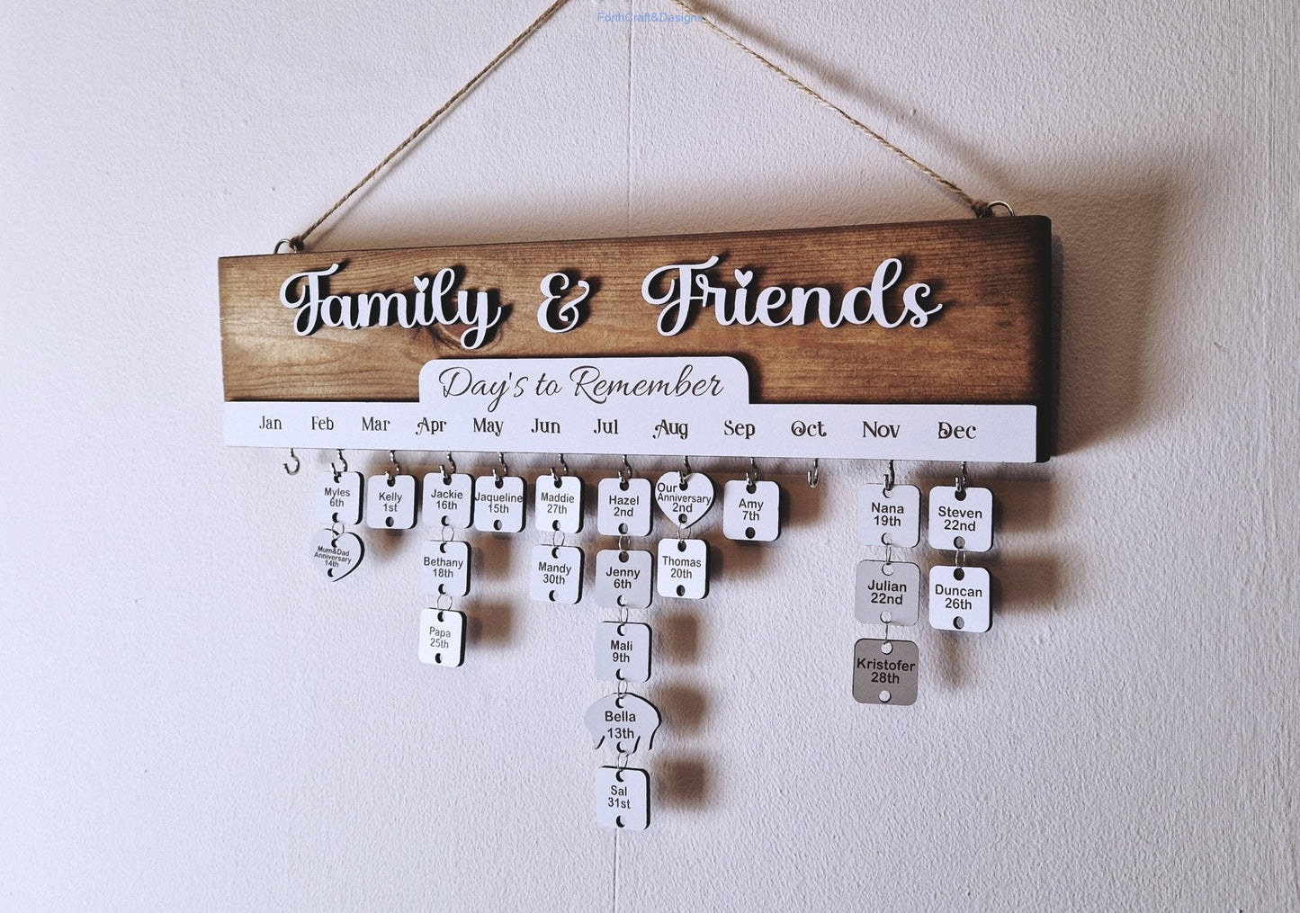 Wooden Birthday reminder Calendar,