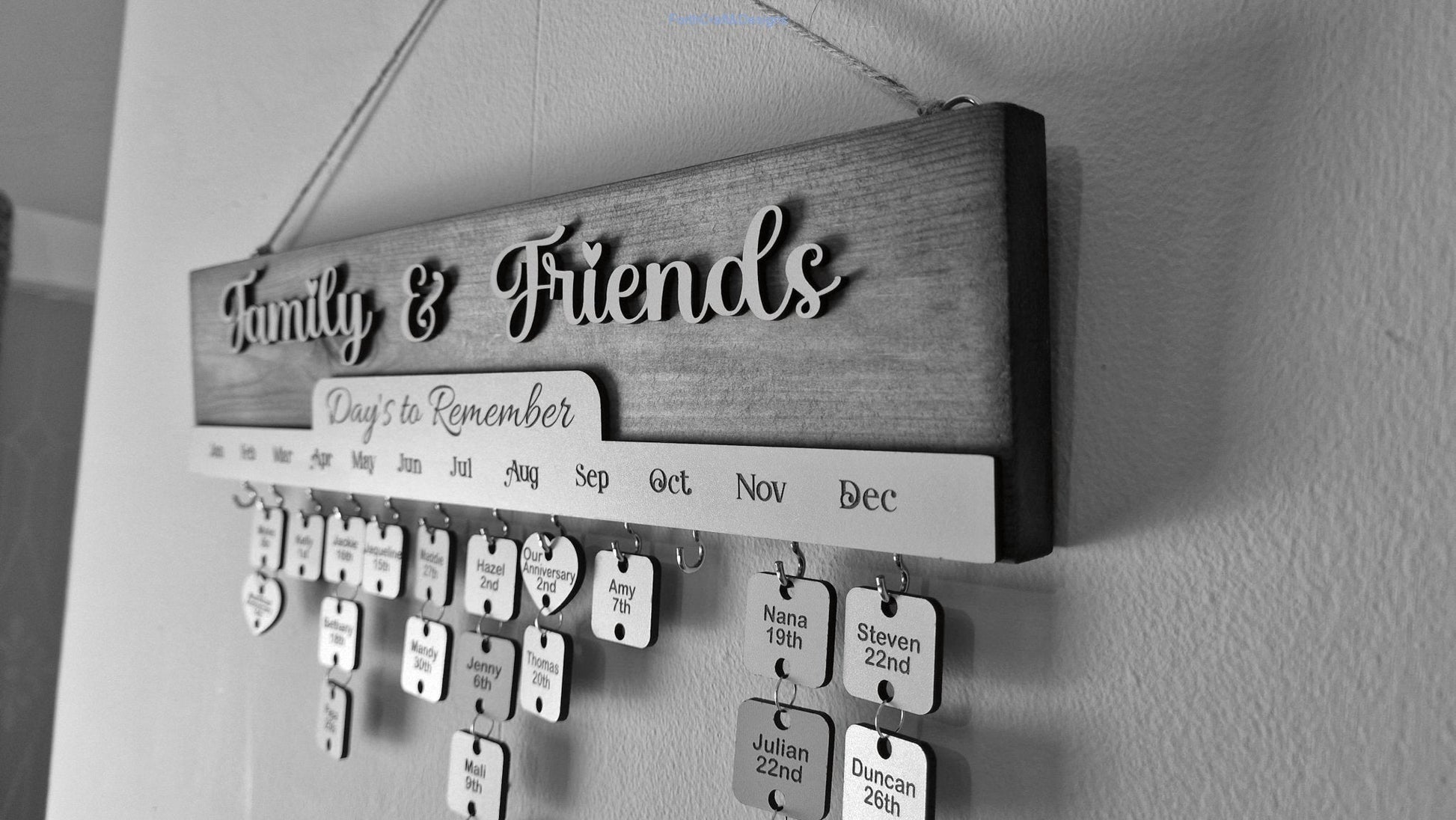 Wooden Birthday reminder Calendar,