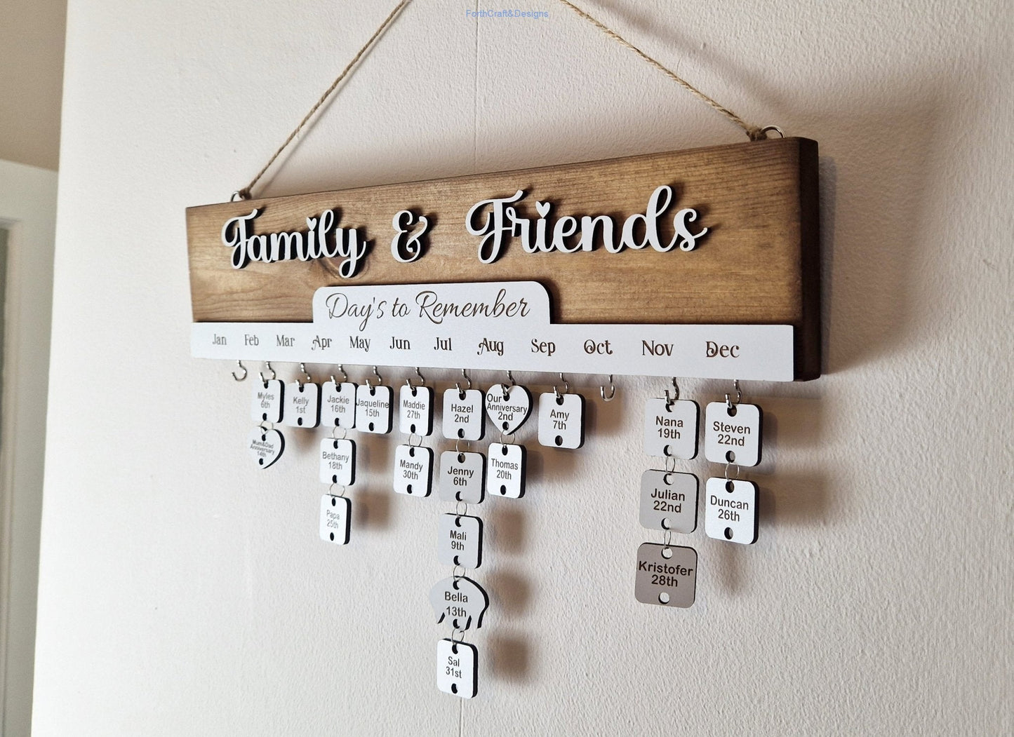 Wooden Birthday reminder Calendar,