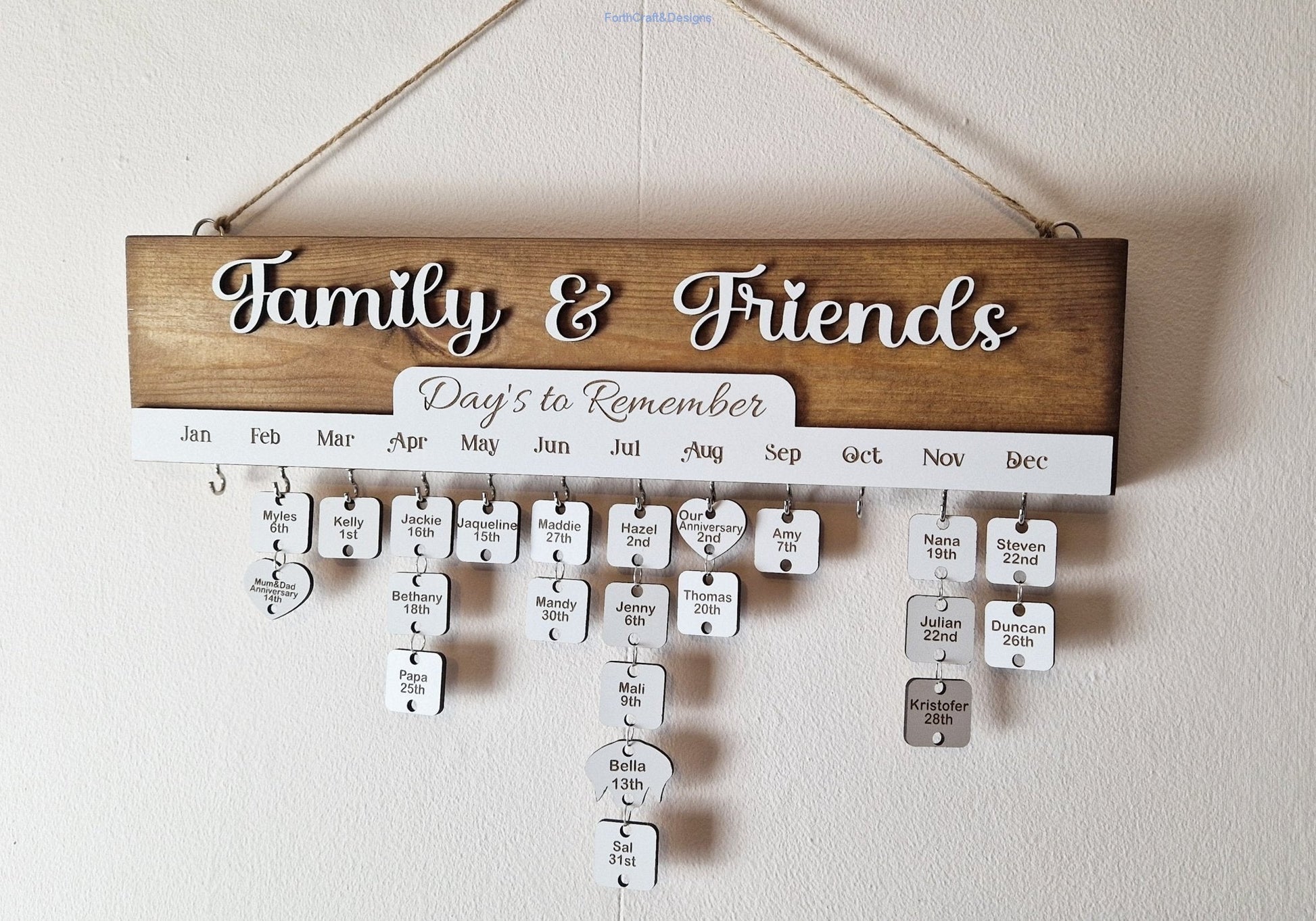 Wooden Birthday reminder Calendar,