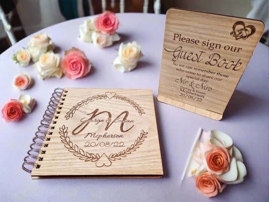 Wooden cover personalised wedding Guest book-Forth Craft and Designs