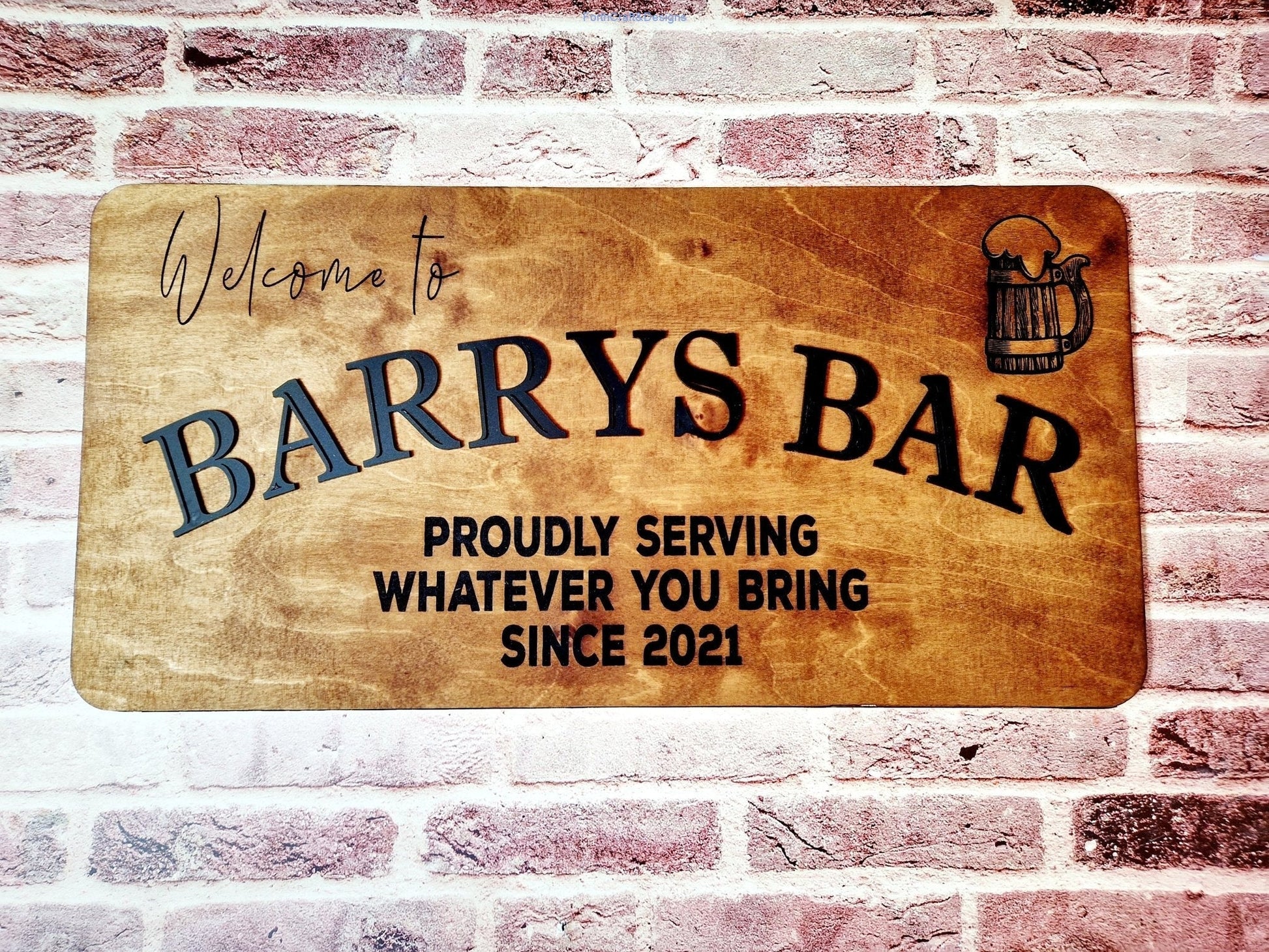 Wooden custom bar sign