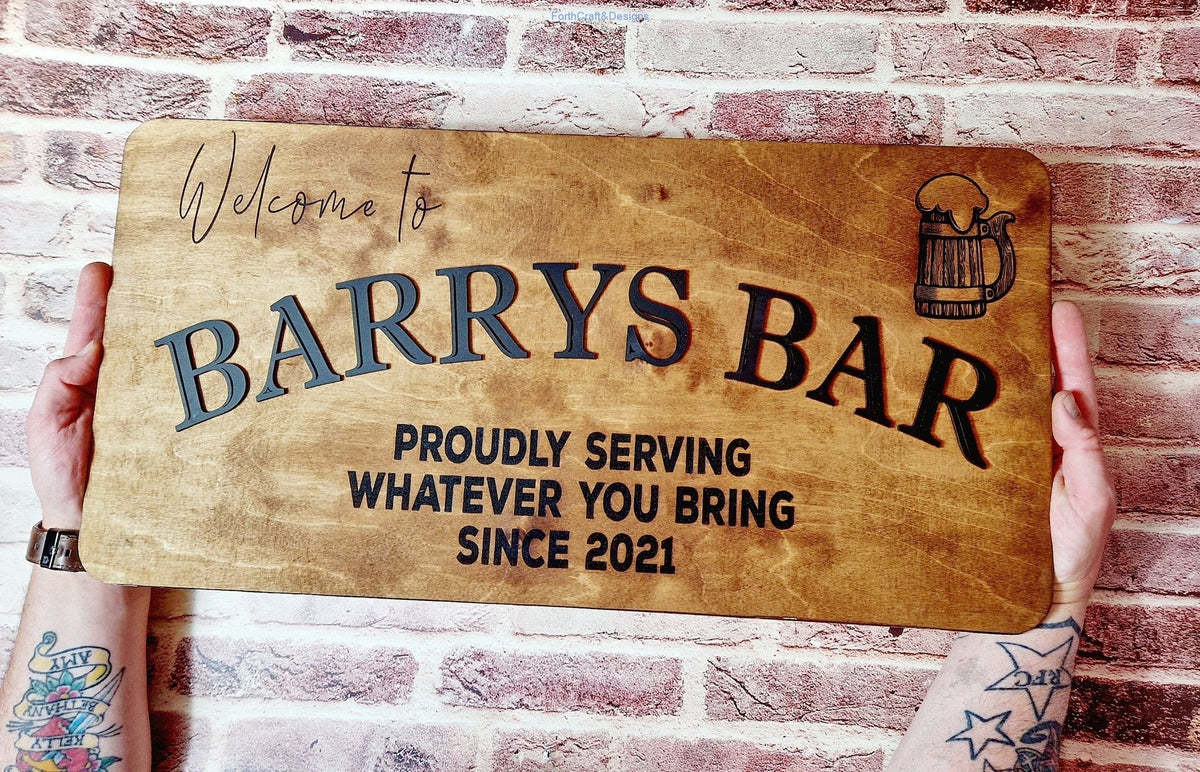 Crew Bar Sign Wooden custom bar sign