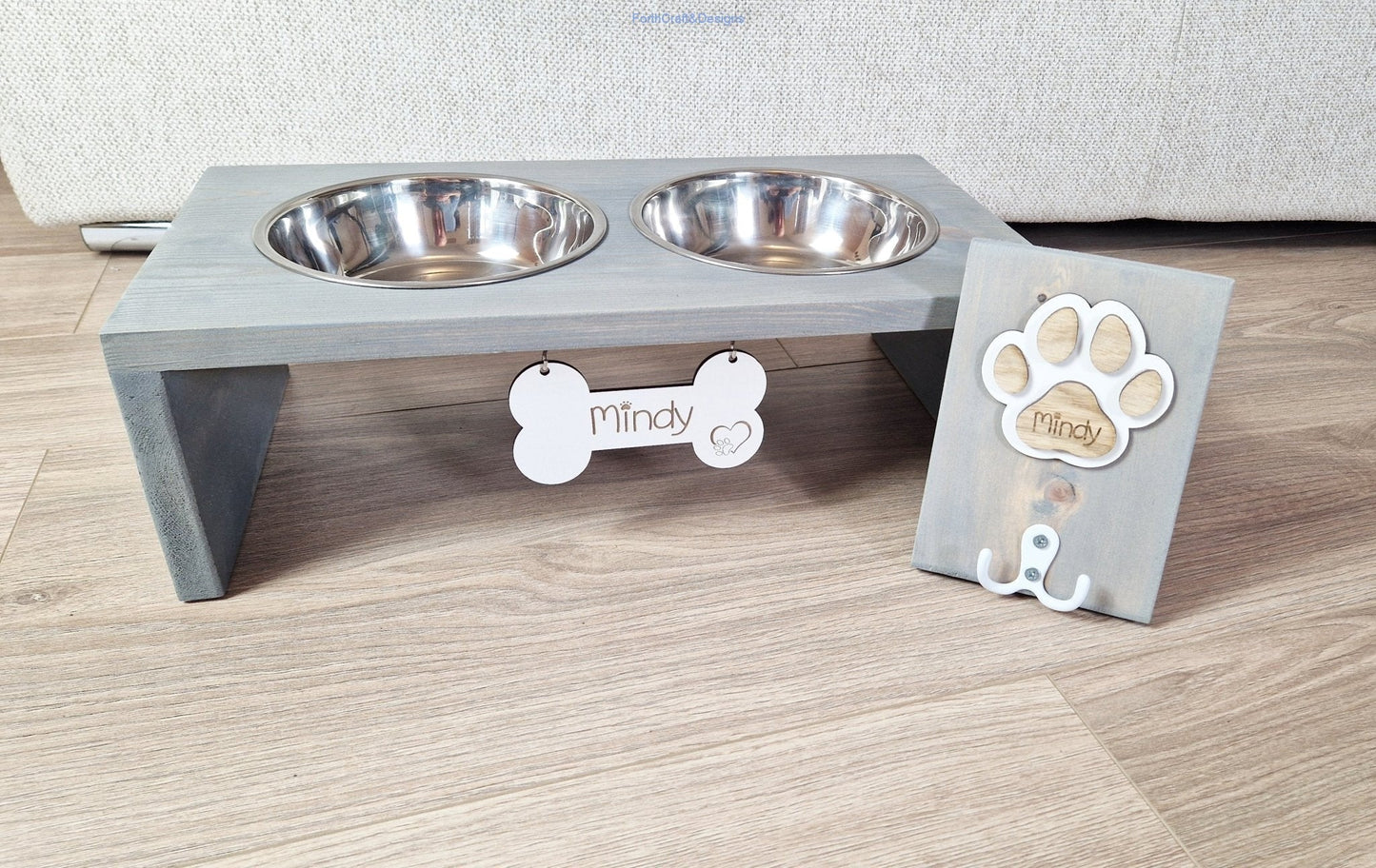 Wooden Dog Leash Hanger, and feeding station bundle.
