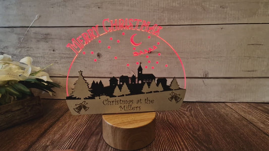 Personalised Christmas Town scene personalised snow globe 21 x 16cm